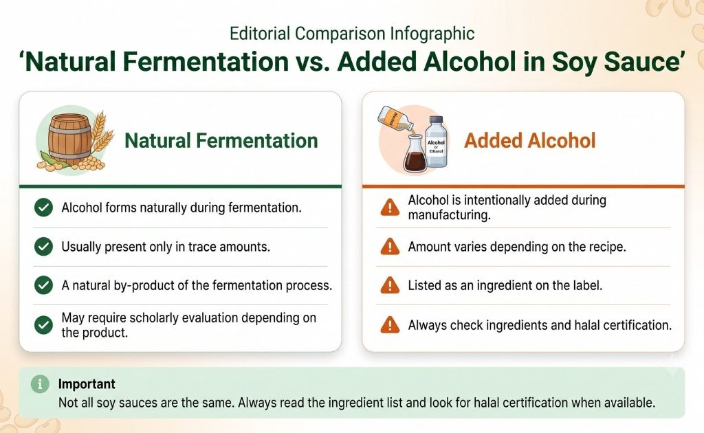 Natural Fermentation VS Added Alcohol in Soy Sauce Comparison Chart