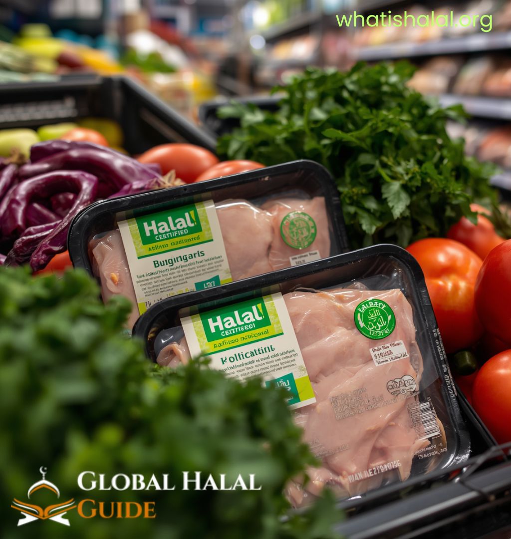 Halal chicken certified by a recognized halal authority