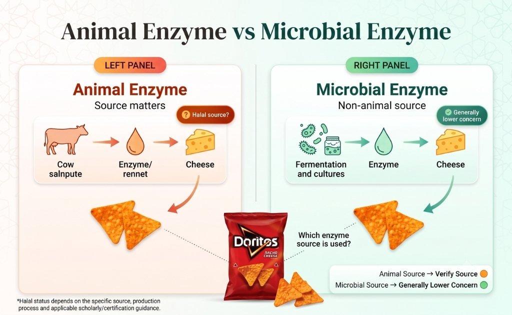 Are Doritos Nacho Cheese Halal: Animal Enzyme VS Microbial Enzyme Comparison